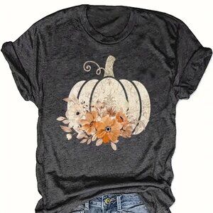 Halloween Printed Crew Neck T-Shirt, Summer And Spring Short Sleeve Casual Tops,